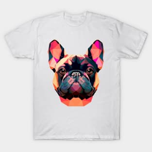 French Bulldog Geometric Portrait - Sunset T-Shirt